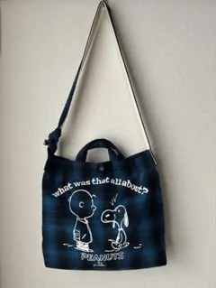 【値下げ】ルートートPEANUTS チェック柄トートバッグ
