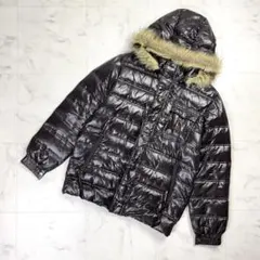 adidas ファーダウンジャケット 光沢 ブラウン サイズL*MD1330