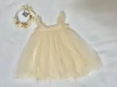 チュールドレス バースデー ハーフバースデー ヘアバンド　花冠　セット