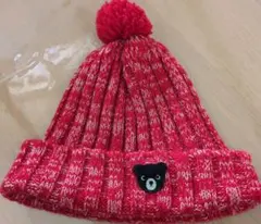 ミキハウス　ニット帽子　赤