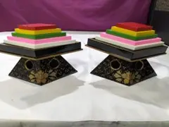 ひな祭り　雛飾り　少し古い木製雛道具「菱餅２ケセット」