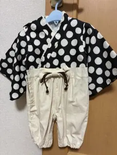 水玉模様のベビー着物 袴ロンパース80cm