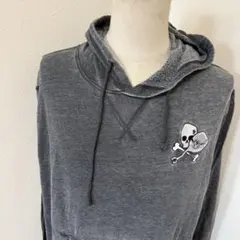 American Apparel スカル パーカー グレー Y2K 古着　F51