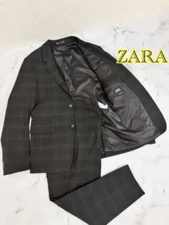 美品　ZARA ザラ　スーツ　セットアップ　チェック柄　メンズ　ダークグレーのサムネイル