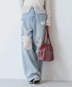 美品 Kastane カスタネ レースデニムパンツ 2