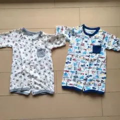 クマと車デザインロンパース2点セット