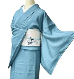 夏着物 紋絽 洗える色無地 アクアブルー 一つ紋 裄丈66 た131 夏着物 紋絽 洗える色無地 アクアブルー 一つ紋 裄丈66 た131 - メルカリ