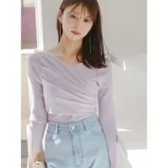 SNIDEL スナイデル カシュクールニットプルオーバー ラベンダー