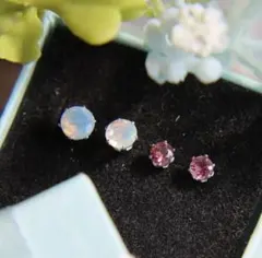値下げ10月誕生石 2点Setオパール ピンクトルマリンピアス
