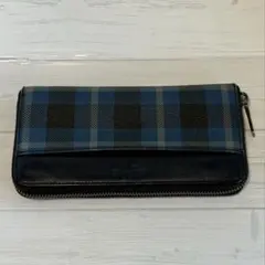 COACH コーチ 長財布 アコーディオン　 青　黒　灰　チェック