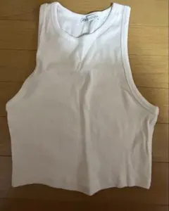 ZARA ホワイト リブタンクトップ M
