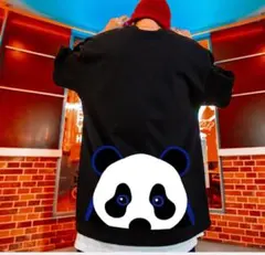 パンダ　ユニセックス　半袖 8XL 黒 半袖 Tシャツ 大きいサイズ オーバー