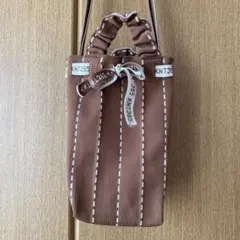 KNT365 ブラウン ストライプ ショルダーバッグ