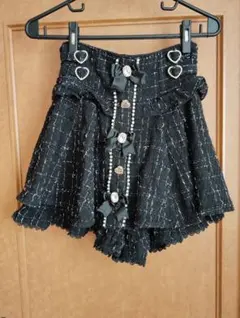 リズリサ　LIZ LISA ツイードスカパンフレアスカート リボン黒 M