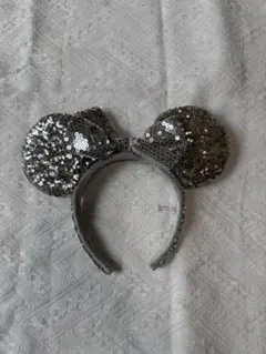 シルバー スパンコール ミッキー耳カチューシャ