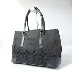 COACH　ハンドバッグ　シグネチャー　トートバッグ　キャンバス　ブラック　良品