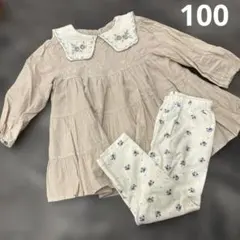 プティマイン【100】花柄レギンス/長袖チュニック
