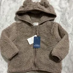 新品タグ付き　フリース クマ耳フード付きアウター size80モコモコ　くま