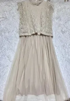 Lutiqueレースチュールのノースリーブパーティードレス結婚式二次会セレモニー