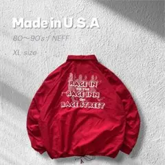 【80s 90s】USA製コーチジャケット企業バックプリントNEFF赤XL古着