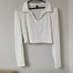 SHEIN ホワイト クロップド長袖Tシャツ M