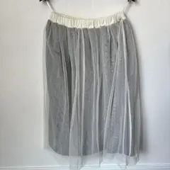 earth music&ecology グレー チェック エアリーレーススカート