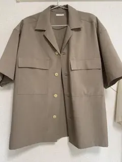 ブラウン ワークシャツ 半袖 2ポケット