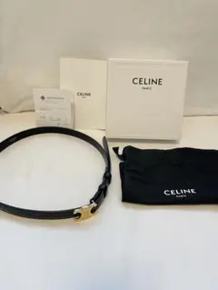 CELINE セリーヌ ベルト トリオンフチャーム ブラック ゴールド 75