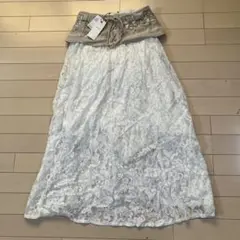 12.12 ミーア 新品未使用 ロングスカート 花柄レース ホワイト F