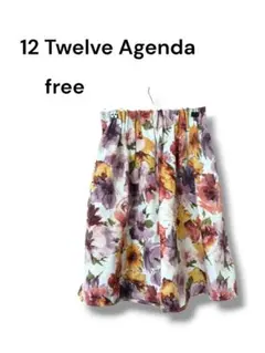 12Twelve Agendaフラワー柄フレアスカート日本製裏地付きウエストゴムのサムネイル