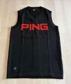 ピン PING ウール混 Vネック ビッグロゴ レディース　ベストサイズM
