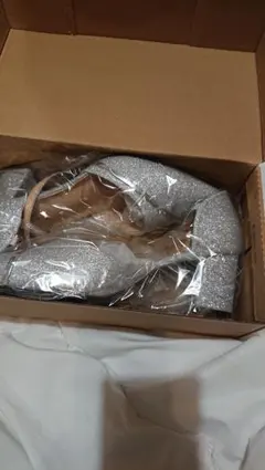 シルバー グリッター ポインテッドトゥ モカシン