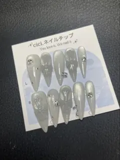 現品痛ネイルチップギャルロングフレンチベイビーブーマネイルy2k地雷系クロムのサムネイル