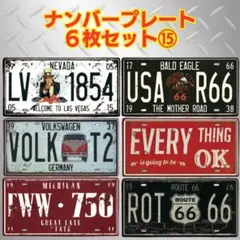 ⑮ナンバープレート ディスプレイ 飲食店 USA風 ガレージ 置物 バー 6枚組