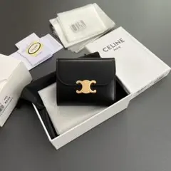 CELINE トリオンフ 三つ折り財布 ブラック