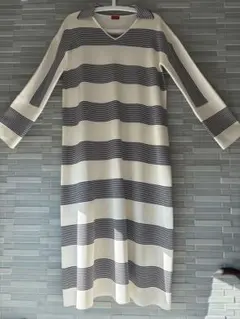 ぶ*】様 DES PRES 白と黒のストライプ長袖ワンピース