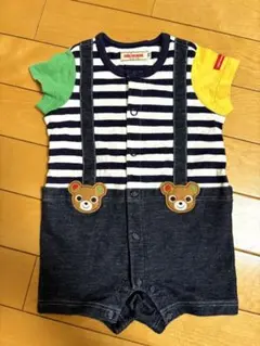 ミキハウス ストライプロンパース　70サイズ