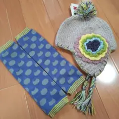 可愛い猫さんの レッグウォーマーと ニット帽 セット