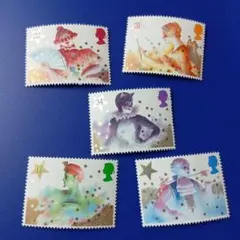 4509 外国切手 イギリス 1985年 クリスマス ハントマイム 5種