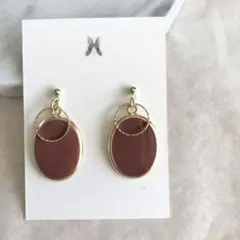 【No.653】赤 プレート フープ ハンドメイドピアス アレルギー対応