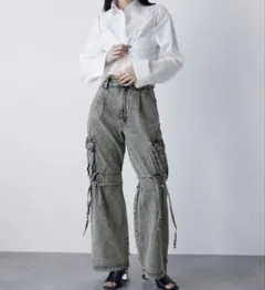 MURUA ストリングデニムカーゴパンツ カーゴパンツ デニム パンツ