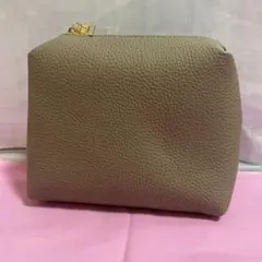 合成皮革 ポーチ ベージュ グレー
