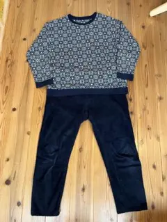 暖かい【最終特価】UNIQLO フリースルームウェア上下セット ネイビー