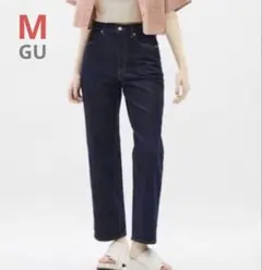 【GU】ストレートデニムパンツ　ハイウエスト　313190(!!) M