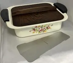 未使用品　象印　エナトップ　花柄 ホ－ロー鍋　昭和レトロ　おでん　IH 角型鍋のサムネイル