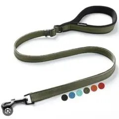 新品犬用リード 180cmまで長さ調節小型中型大型犬対応反射材採用 カーキ色