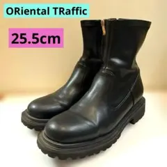【ORiental TRaffic 】サイドジップブラックブーツ　25.5cm