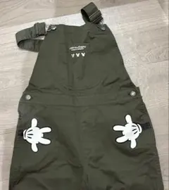 MY0774■Disney■サロペット オーバーオール カーキ ミッキー L