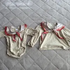 ロンパース・長袖トップス セット ベージュ
