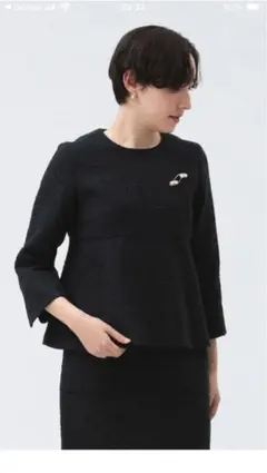 B:MING by BEAMSツイード フレア プルオーバー　ネイビー Lサイズ